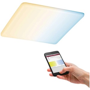 Panneau LED Paulmann Veluna VariFit avec contrôle de la température de couleur via smartphone.