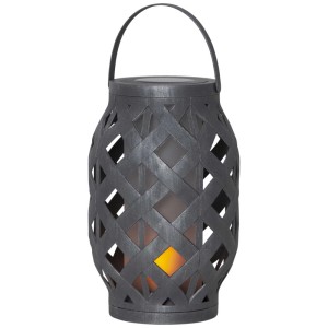 Graue LED Solar Laterne Flame mit Flammeneffekt für den Außenbereich.