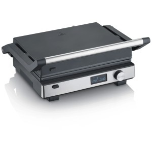 Grill a contatto Severin KG2380 in acciaio inox/nero-argento con display digitale.