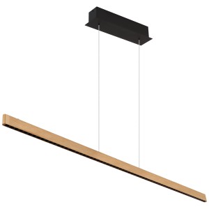 Suspension LED noire Globo, 43W, avec aluminium brossé couleur cuivre.