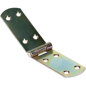 Cerniera a nastro aperta zincata gialla, 160x35 mm, per collegamenti flessibili.