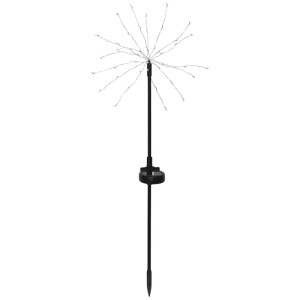 Lot de 2 bornes solaires de jardin Firework Star Trading, noires, 60 cm. Décoration pour jardin et balcon avec LED blanc chaud.