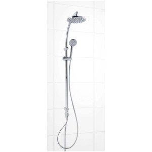 Système de douche chromé Diaqua Triton avec douche de tête et douchette, hauteur 112 cm.