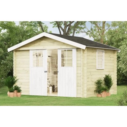 Evere Holz-Gartenhaus - Satteldach Unbehandelt 330 cm x 248 cm