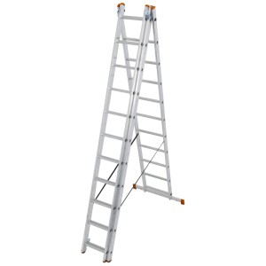 Scala multiuso Krause 3x11 gradini, utilizzabile come scala a libro, scala d'appoggio o scala scorrevole.