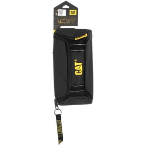 Marsupio Cat Redwood nero con logo giallo, ideale per lavoro e tempo libero.