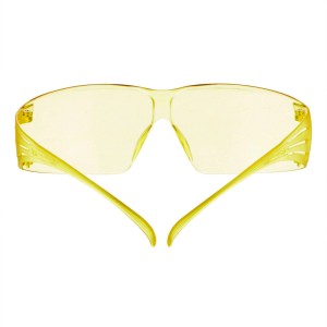 Lunettes de protection jaunes 3M SecureFit SF200 vues de derrière, protection oculaire pour le bricolage.