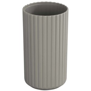 Portaspazzolino Minas color tortora in plastica con design a coste.