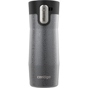 Tazza termica Contigo West Loop 3.0, 470 ml, acciaio inox testurizzato grigio sake. Tecnologia Autoseal per bevande sigillate.