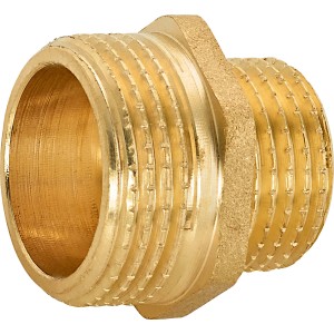 Raccordo filettato in ottone 21 mm (R 1/2) x 26,4 mm (R 3/4) per riscaldamento e acqua potabile.