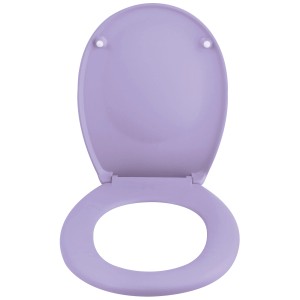 Sedile WC Spirella Neela, lavanda opaco, aperto. Sedile WC in termoindurente con chiusura rallentata.