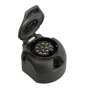 Presa Unitec a 13 poli in plastica, 12 V, per rimorchi auto.