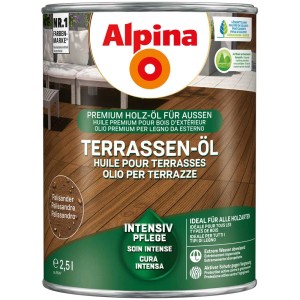 Alpina Terrassen-Öl Palisander, 2,5 l Dose für Holzpflege & Schutz vor Vergrauung.