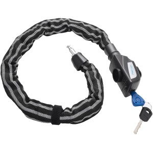 Lucchetto a catena Fischer Reflex, lunghezza 80 cm, spessore 8 mm, con rivestimento in tessuto e due chiavi.