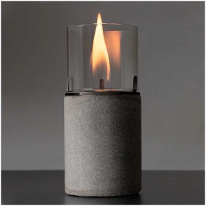 Climaqua feu de table Tian S : Bougeoir moderne avec cylindre en verre et flamme dansante.