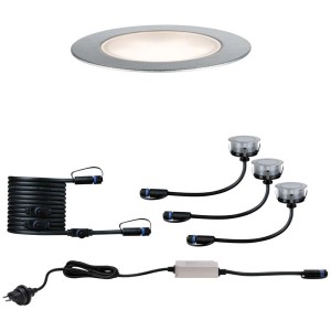 Paulmann LED faretto da incasso a pavimento per esterni Plug & Shine Set da pavimento argento.