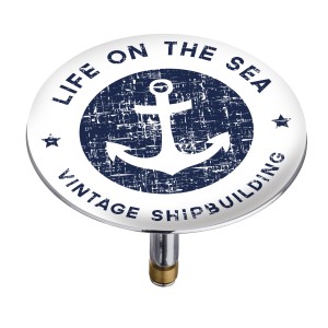 Wenko Bonde de baignoire Anchor avec motif ancre et inscription "Life on the Sea".