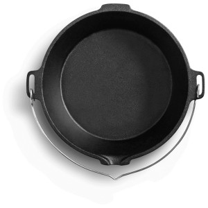 Burnhard Dutch Oven, 5,6 l, aus Gusseisen, schwarz, mit Tragebügel, für Grill und Feuerstelle.