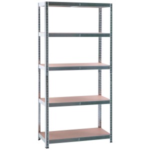 Scaffale per carichi pesanti in metallo zincato con 5 ripiani, 180x90x40 cm, ideale per officina, cantina o garage.