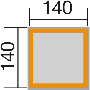 Sabbiera quadrata 140x140 cm, color miele, con dimensioni. Ideale per giocare in giardino.