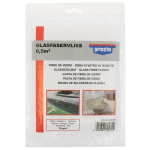 Presto Vlies in fibra di vetro 0,5 m² per riparazioni di vernice e carrozzeria in sacchetto trasparente.
