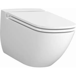 Set WC sospeso baliv Cleveland bianco, senza brida, con sedile soft-close.