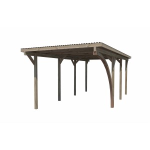 Weka Carport singolo 606 A Gr.2 con arco tondo, 268x501 cm, struttura in legno per parcheggio auto.