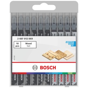 Jeu de lames de scie sauteuse Bosch Basic Wood, 10 pièces, pour le travail du bois.