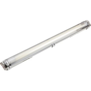 Luminaire LED gris en verre pour pièces humides, 9W, 4000K, 68,5cm, IP65, pour salle de bain et cave.