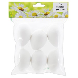 Set di uova in polistirolo, 6 pezzi, 6 cm, bianche, per dipingere e decorare per Pasqua.