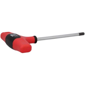 Schraubendreher mit T-Griff, Inbus Ø 6 mm, Klinge 150 mm, rot-schwarzer Griff.