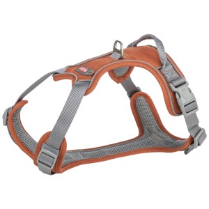 Pettorina per cani Trixie Premium Active in ruggine/grigio, regolabile per un comfort ottimale.
