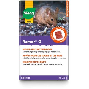 Maag Ramor G, appât souris et rats, 6 x 25 g, prêt à l'emploi pour boîtes d'appât.