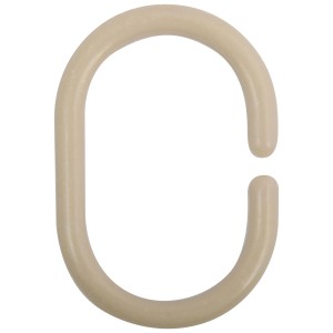 Beiger Duschvorhangring von MSV, C-Form, aus Polypropylen, 5,8x3,8 cm.