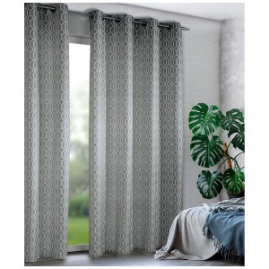 Tenda a occhielli grigia con motivo a rombi, 245x135 cm, della collezione Neusser.