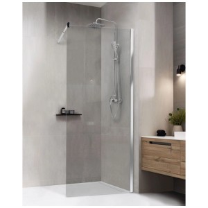 Paroi de douche Beliani Ahaus en verre transparent avec profil argenté pour douche à l'italienne.