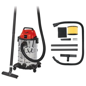 Einhell TC-VC 1930 S aspirateur eau et poussière avec accessoires, cuve en inox, rouge/argent.