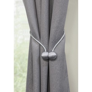 Fermaglio per tende magnetico Gardinia Flex-S argento su tenda grigia, 2 pezzi