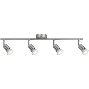 Faretto a quattro luci in nichel opaco, 4 x 10 W GU10, per montaggio a soffitto.