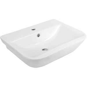 Lavabo à main AquaSu Lenado blanc, 56 cm de large, en céramique.