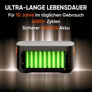 Jackery Batterie supplémentaire 2.000 Plus : batterie d'extension LiFePO4 pour une longue durée de vie et une haute sécurité.