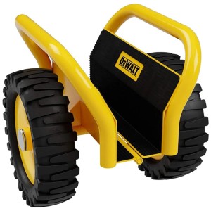 Chariot Dewalt DXWT-200 jaune/noir, charge 500 kg, pour transport de panneaux.