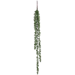 Pianta artificiale pensile Senecio (pianta del rosario) di Mica Decorations, viticcio verde con piccole foglie.