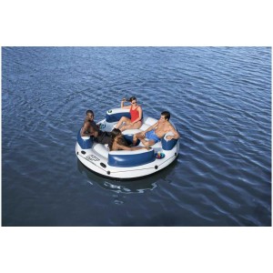 Île Bestway Hydro-Force Lazy Dayz avec 4 personnes sur l'eau.