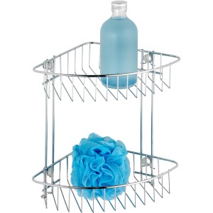 Étagère d'angle chromée à 2 niveaux Wenko Classic pour un rangement idéal dans la douche et la salle de bain.