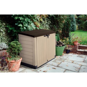 Keter Store It Out Max box contenitore marrone-beige per bidoni, da giardino, chiudibile e resistente alle intemperie.