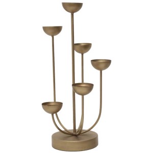 Bougeoir doré Galtur pour 6 bougies, hauteur 46 cm, pour un éclairage d'ambiance.