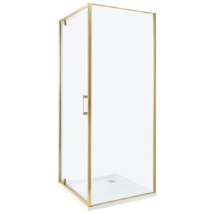Beliani Cabine de douche Darli en verre transparent et doré 185 x 70 x 70 cm