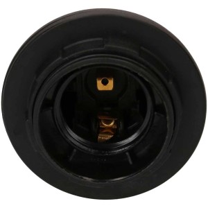 Douille noire E27 avec bague pour installation de lampe.