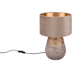 Lampada da tavolo beige/oro Kiran E27 con paralume in velluto, lampada da tavolo di design decorativa.